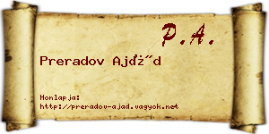 Preradov Ajád névjegykártya